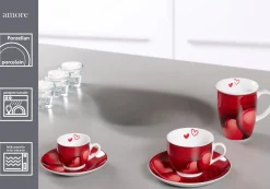 Hot Cappuccino-Set Amore | 4-teilig | 220 ml | rot Set