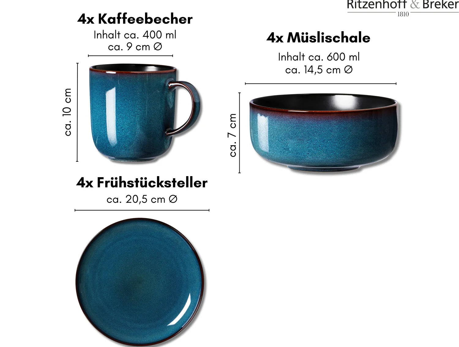New Frühstücksservice Bali | 12-teilig | blau Set
