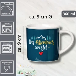 Sale Kaffeebecher Camping Abenteuer | 360 ml | blau Becher