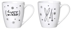 Discount Kaffeebecher-Set Happy Winter | 2-teilig | 360 ml | schwarz Becher
