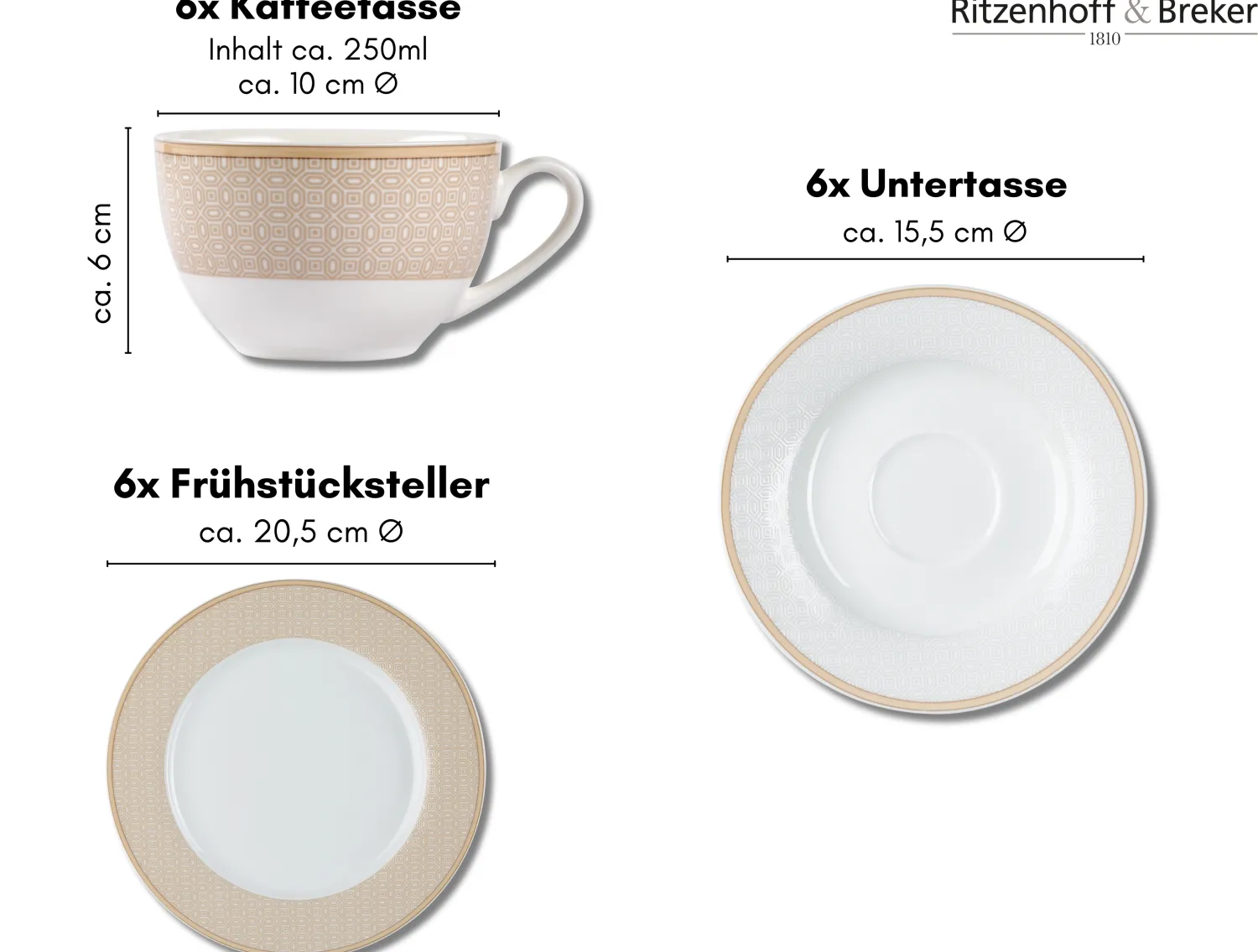 Online Kaffeeservice Geo | 18-teilig | beige Service