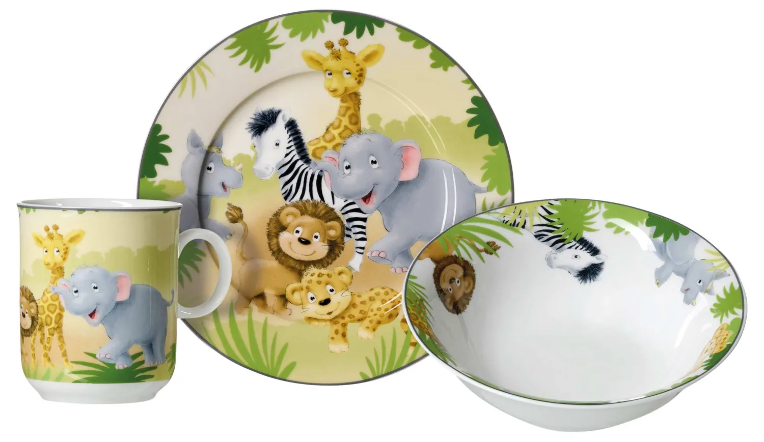 Best Kindergeschirr-Set Afrikatiere | 3-teilig Set|Kinder