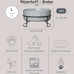 New Napfset Taro | 2-teilig | 1,8 Liter | grau Hund