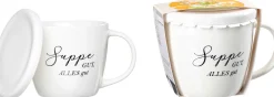 New Suppentasse Soppa Gut | 460 ml | weiss | mit Deckel Suppentasse