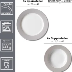 Tafelservice Doppio | 8-teilig | grau Service