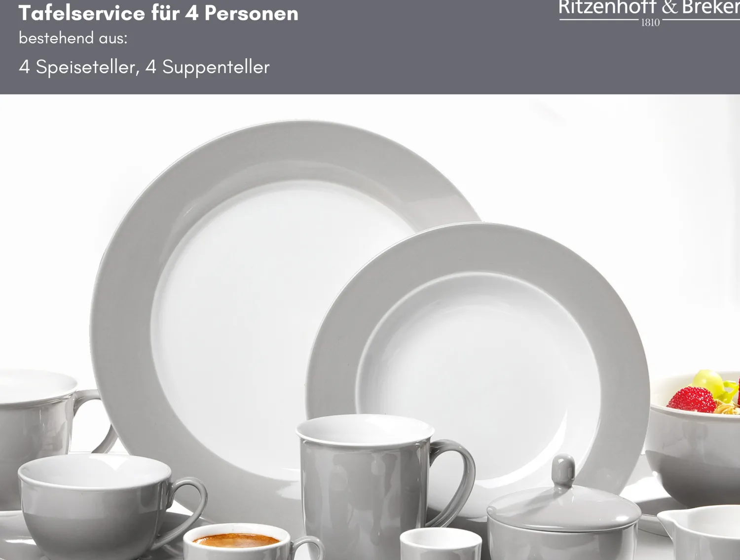 Tafelservice Doppio | 8-teilig | grau Service