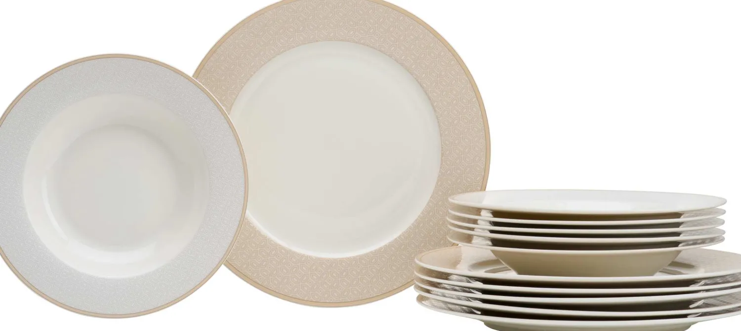Discount Tafelservice Geo | 12-teilig | beige Service