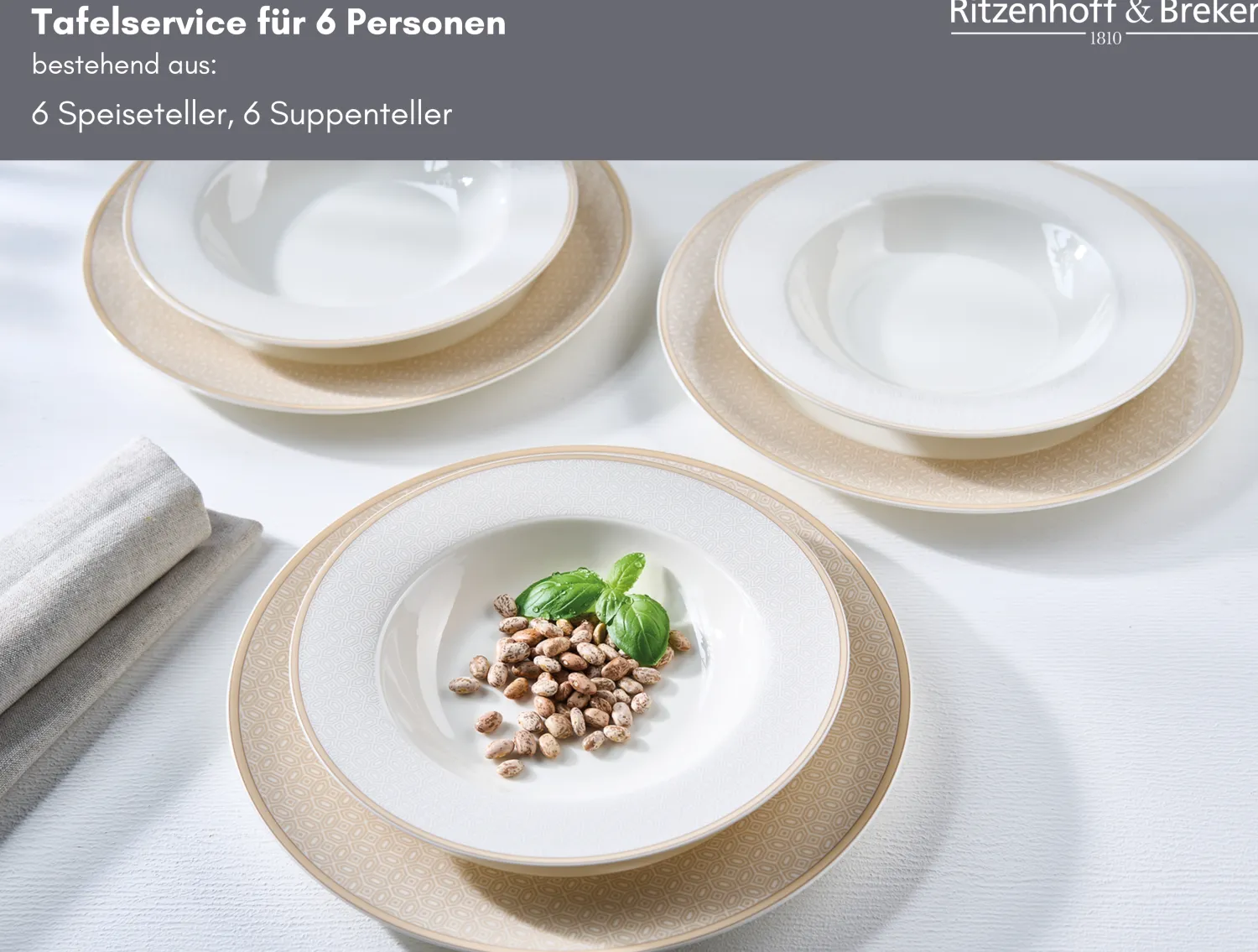 Discount Tafelservice Geo | 12-teilig | beige Service