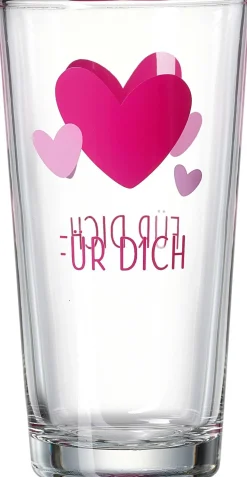 Online Trinkglas Glück Herz | 380 ml | rot Glas