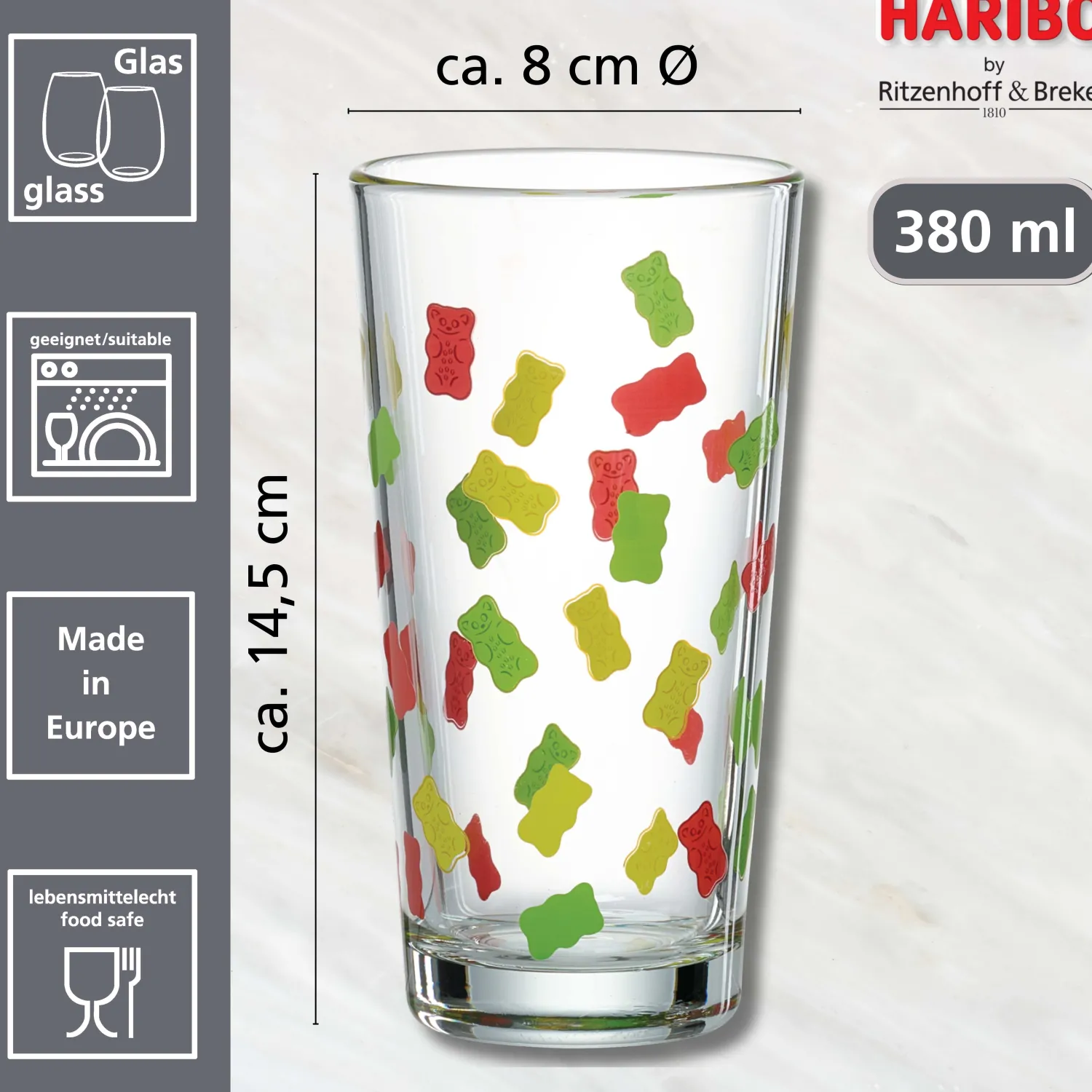 Hot Trinkglas HARIBO Allover | 380 ml Glas