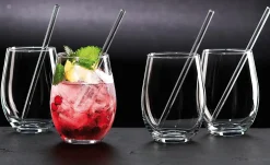 Sale Trinkgläser-Set Gin | 8-teilig | 590 ml | mit Glastrinkhalmen Gläser-Set