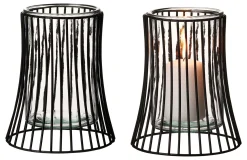 Clearance Windlicht Nero | 14,5 x 14,5 x 18 cm | schwarz Windlicht