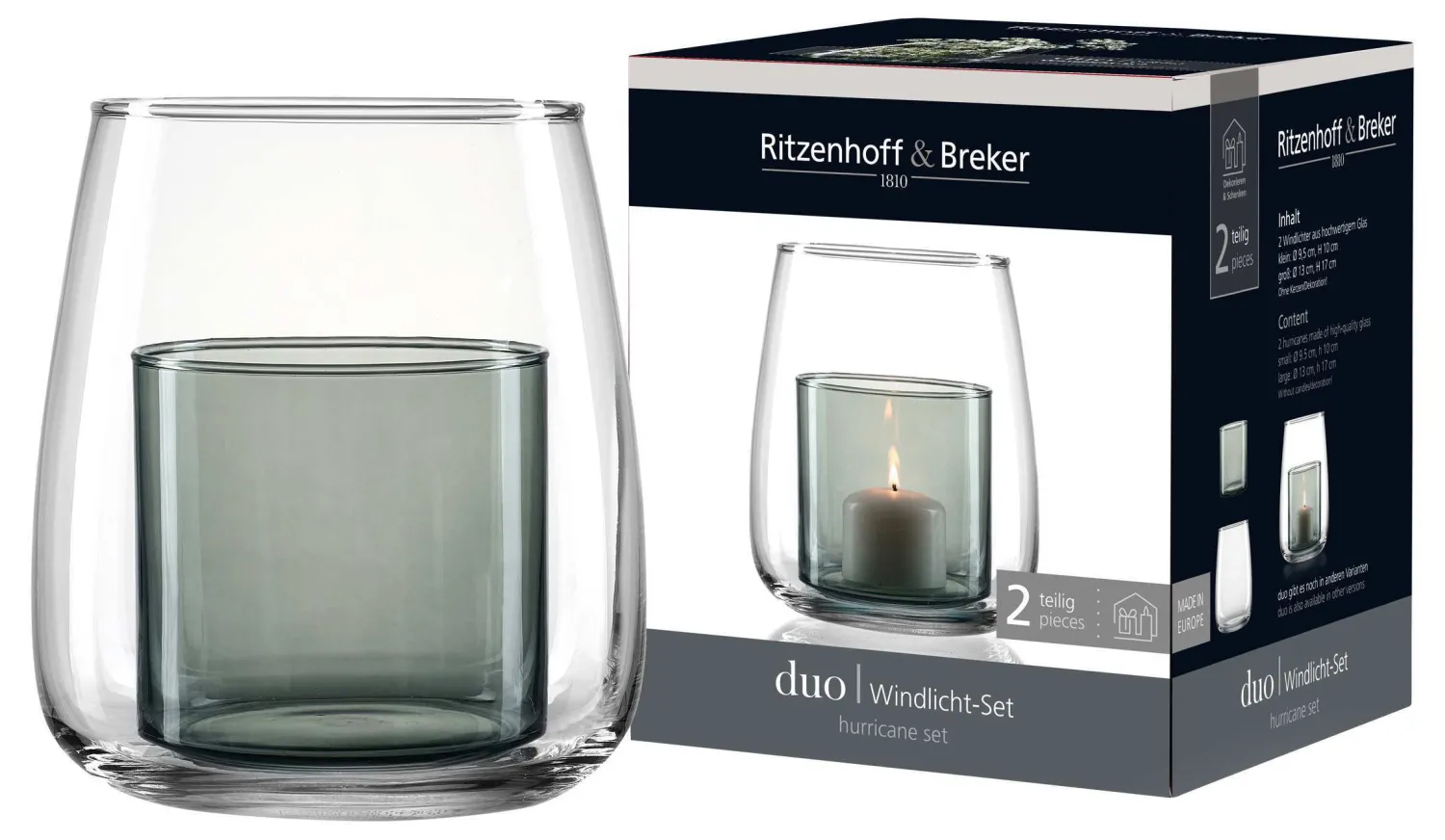Discount Windlicht-Set Duo | 2-teilig | smoke Windlicht
