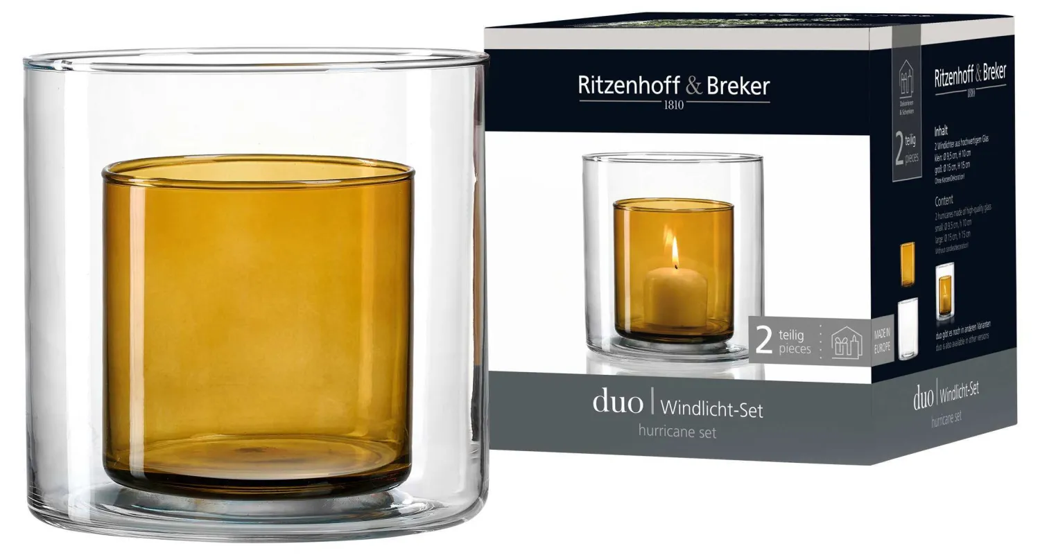Hot Windlicht-Set Duo | 2-teilig | braun Windlicht