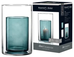 Outlet Windlicht-Set Duo | 2-teilig | petrol Windlicht